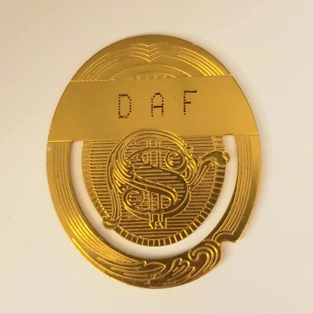 Vintage Goldtone Metal Money Clip Monogram Initials DAF AF Dollar Sign